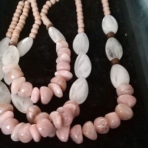 Soft Pink Beaded Statement Necklace with Translucent Accents